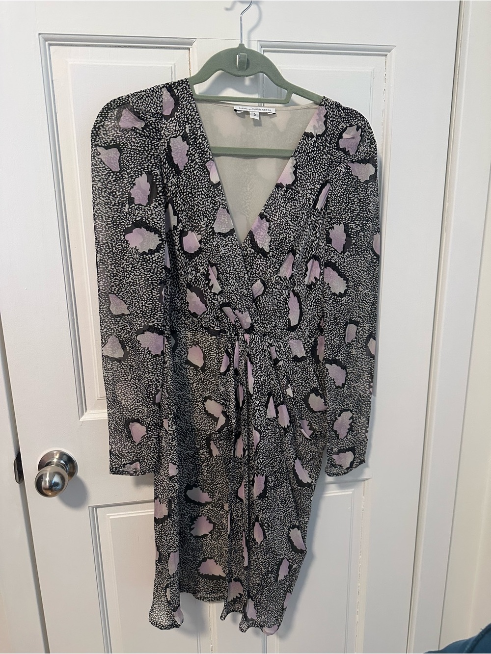 Diane Von Furstenberg Black Dress with Light Pink Print